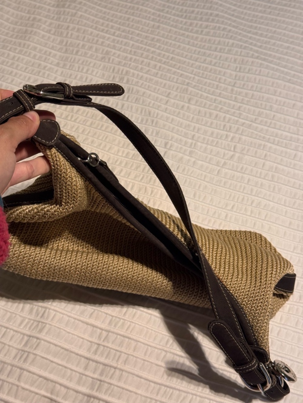 The Sak Woven Shoulder Bag with Brown Trim - Picture 4 of 5